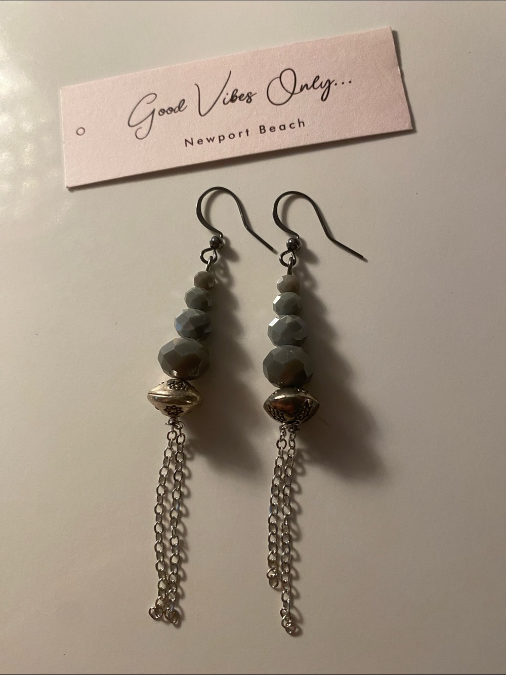 GOOD VIBES 😎 ONLY Gray Beaded Tassel Earrings!